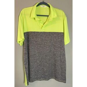 Men's Polo Shirt Dri-Fit Golf Sports Yellow Grey Jersey Casual Short Sleeve XL